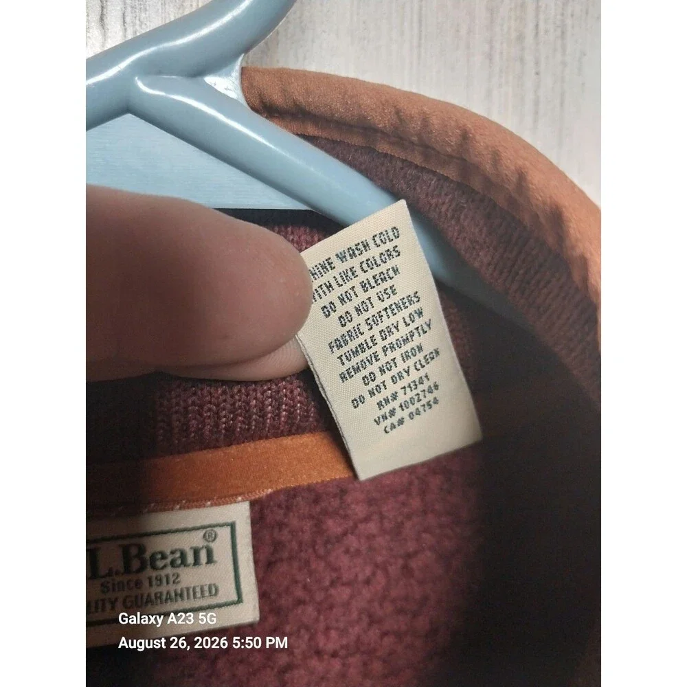 LL Bean Men's Size XL Tall Knit Pullover 1/4 Zip Burgundy Sweater